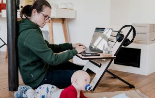 mom working from home