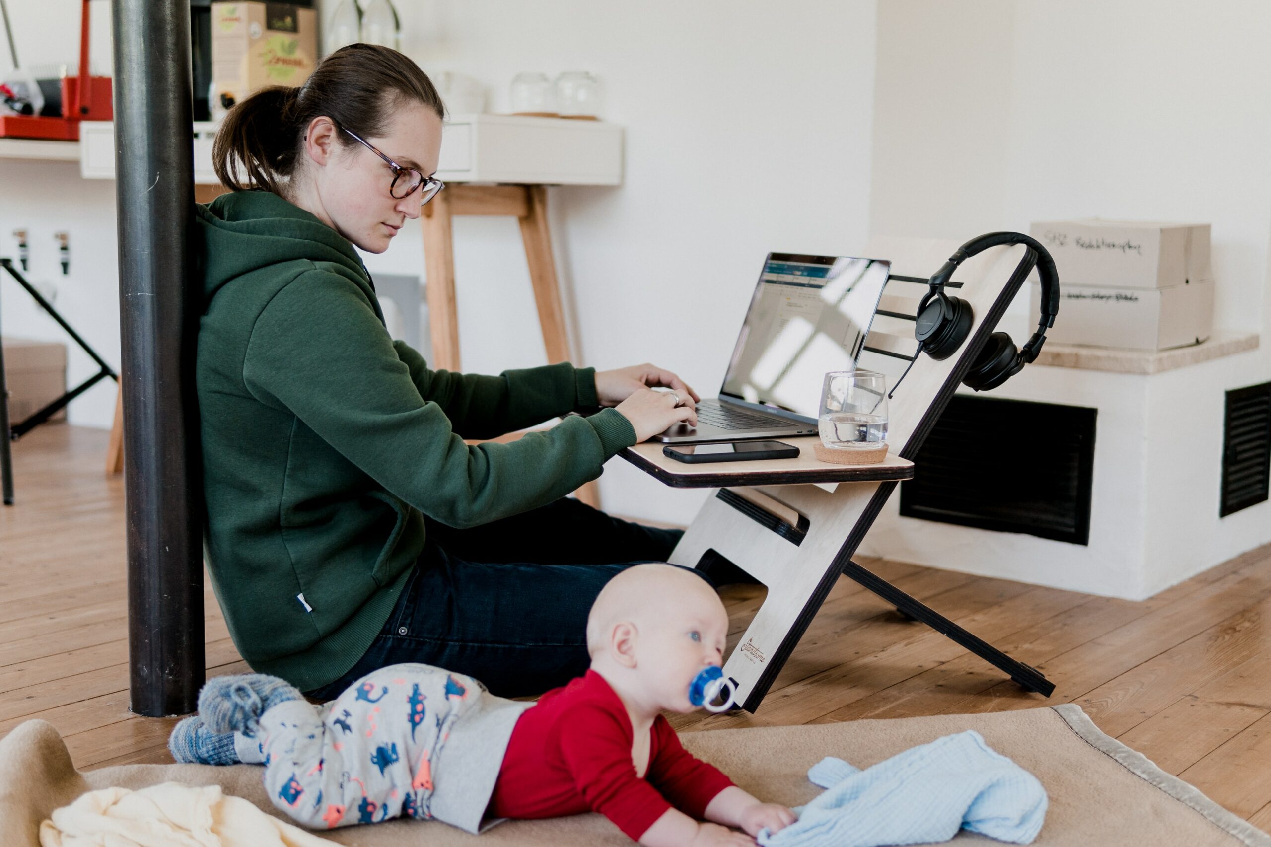 mom working from home